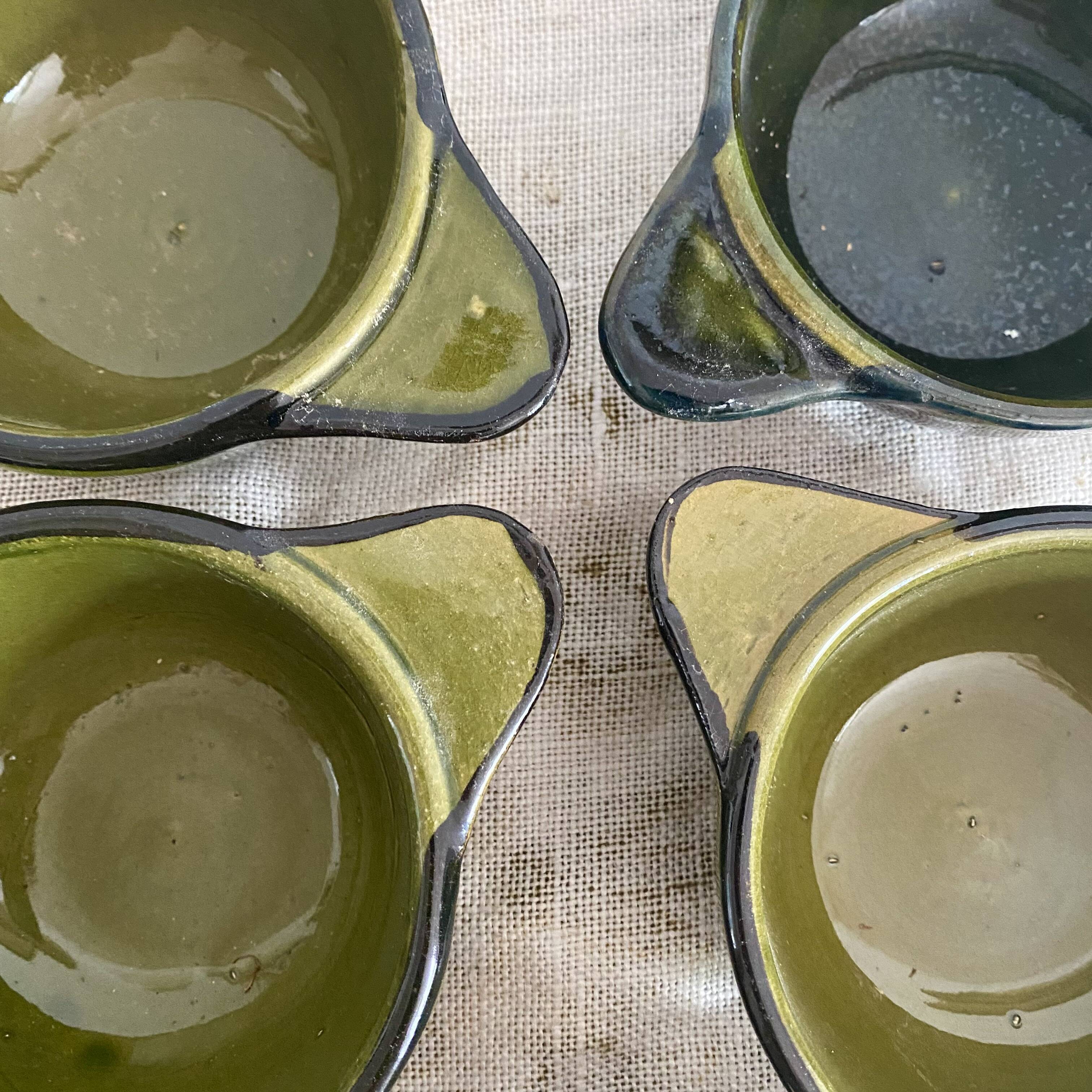 Kaki ceramic ear bowls from the 1970s