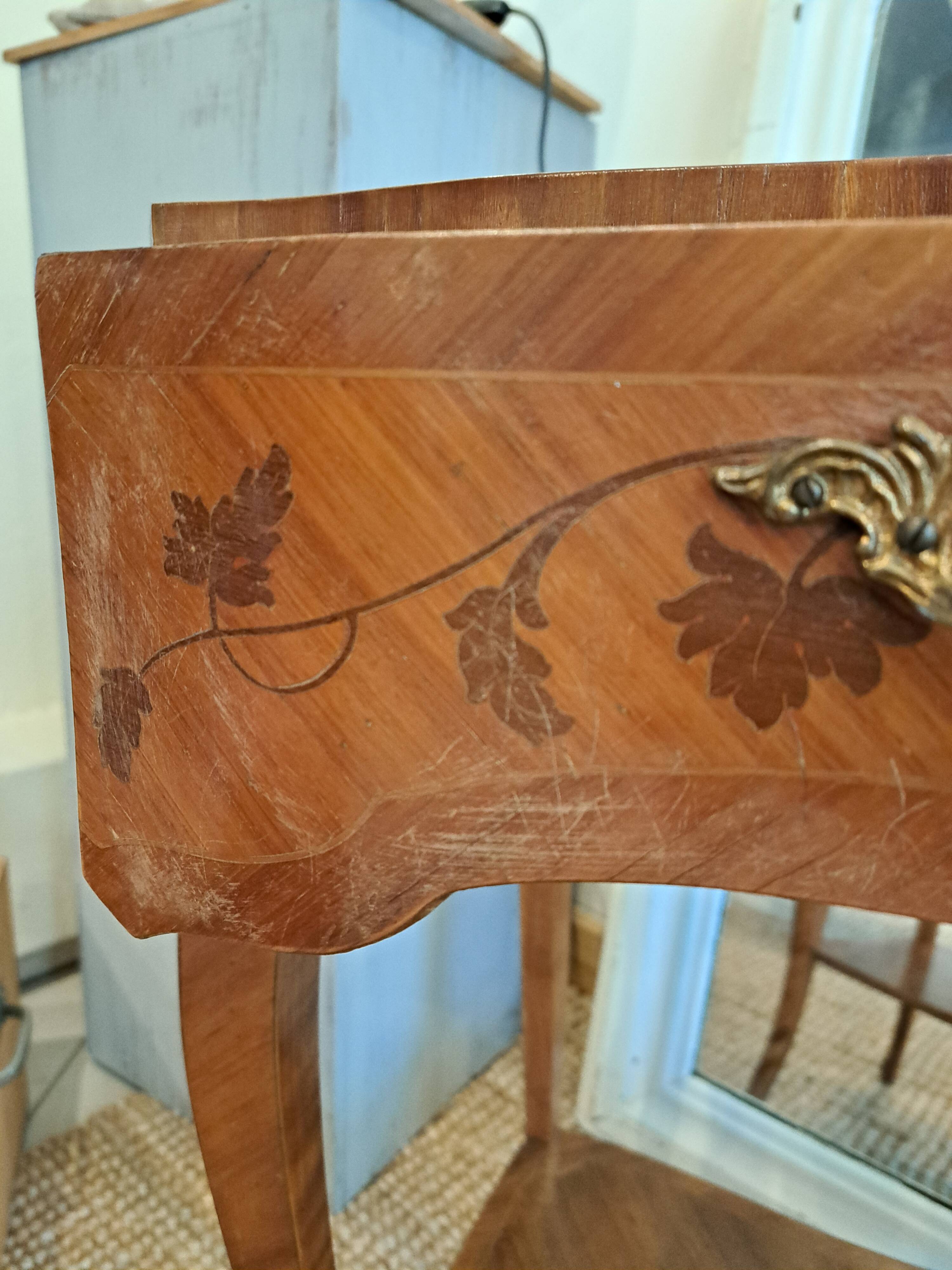 Pair of marquetry tables