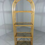 Rattan & smoked glass display rack 1970’s