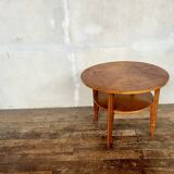 vintage round coffee table in light oak