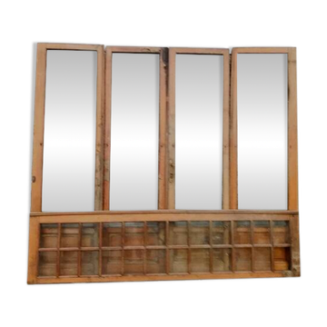 Set of four solid oak partition doors, 20th century