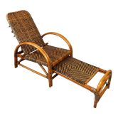 mid-century two-coloured rattan deck chair 1960’s
