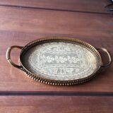 Bronze, brass and embroidery serving tray made in France