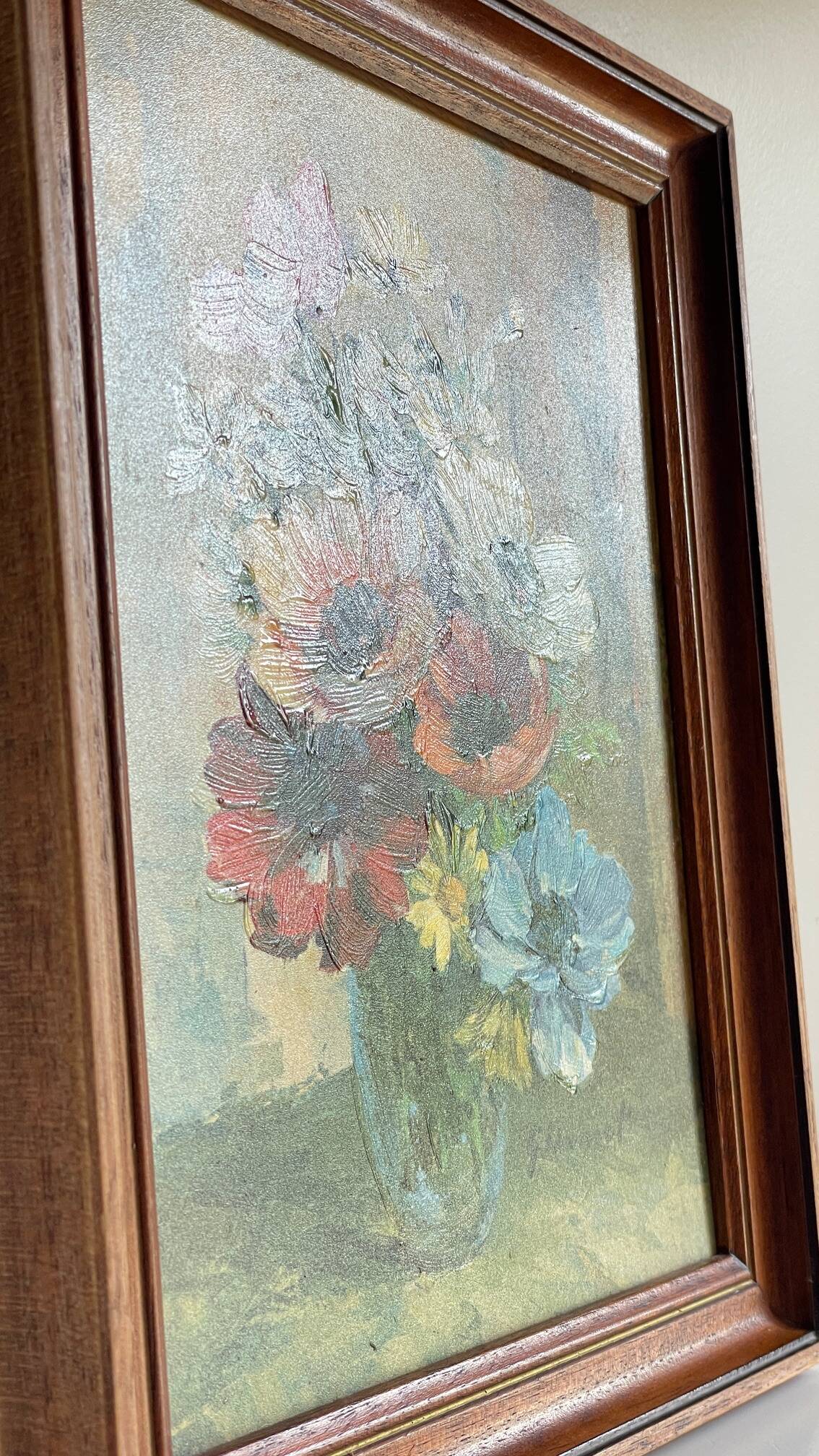 TABLEAU Vintage Bouquet aux ANEMONES