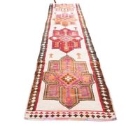 Red & Brown Oriental Persian Runner Rug, 84x334Cm