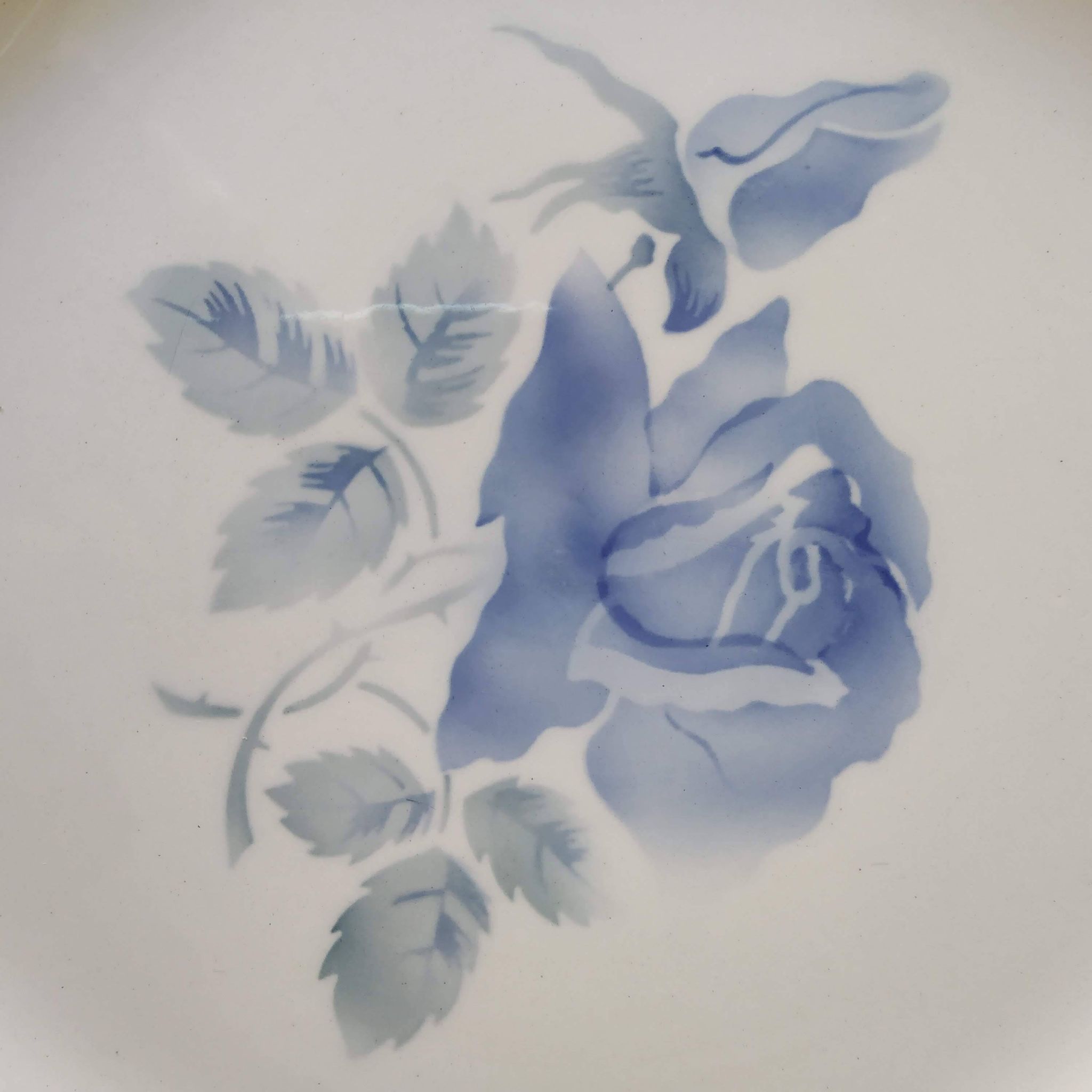 Plat rond Digoin Sarreguemines Roses bleues