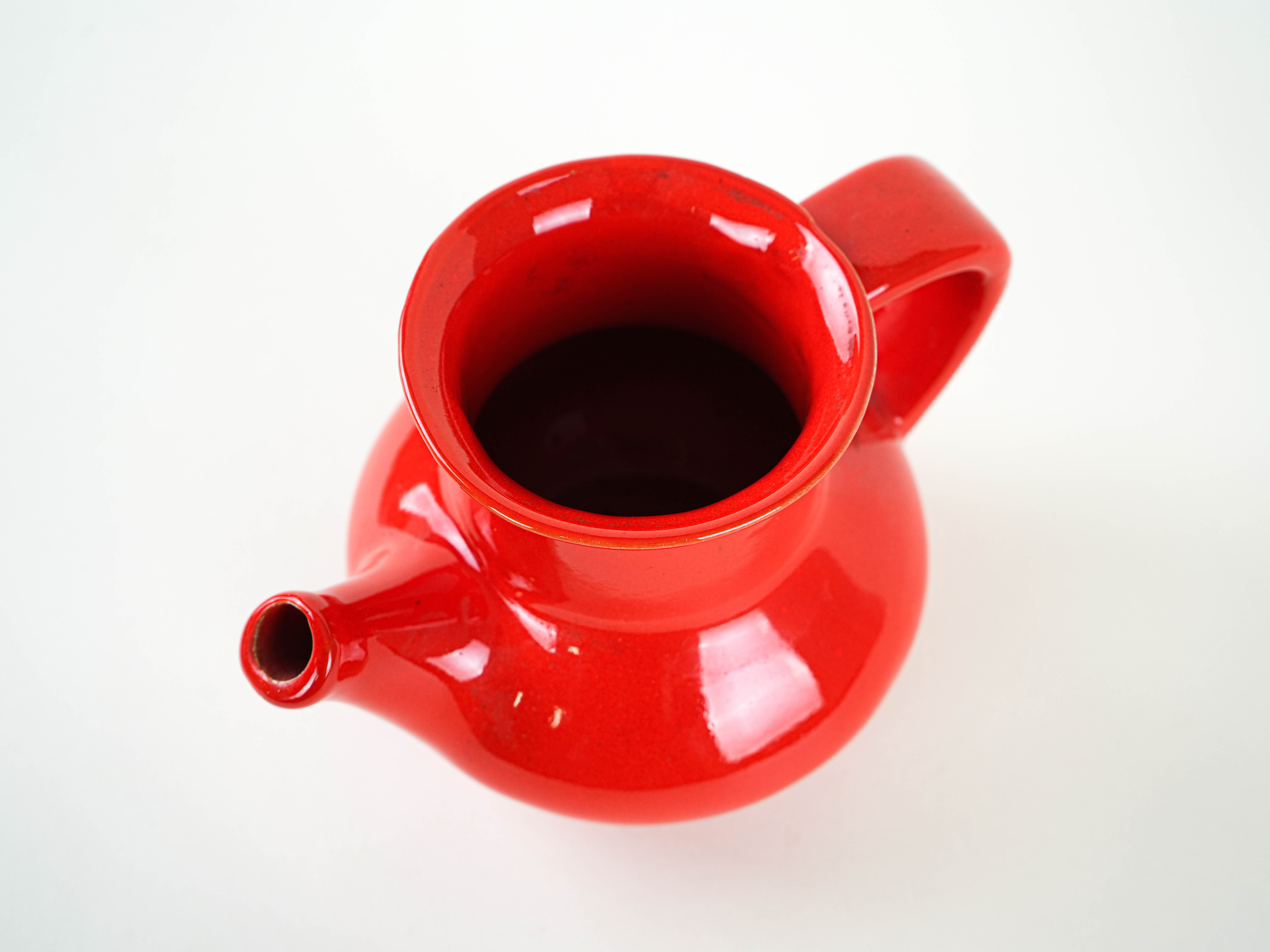 Red ceramic jug, Danish design, 1960s, made in Denmark