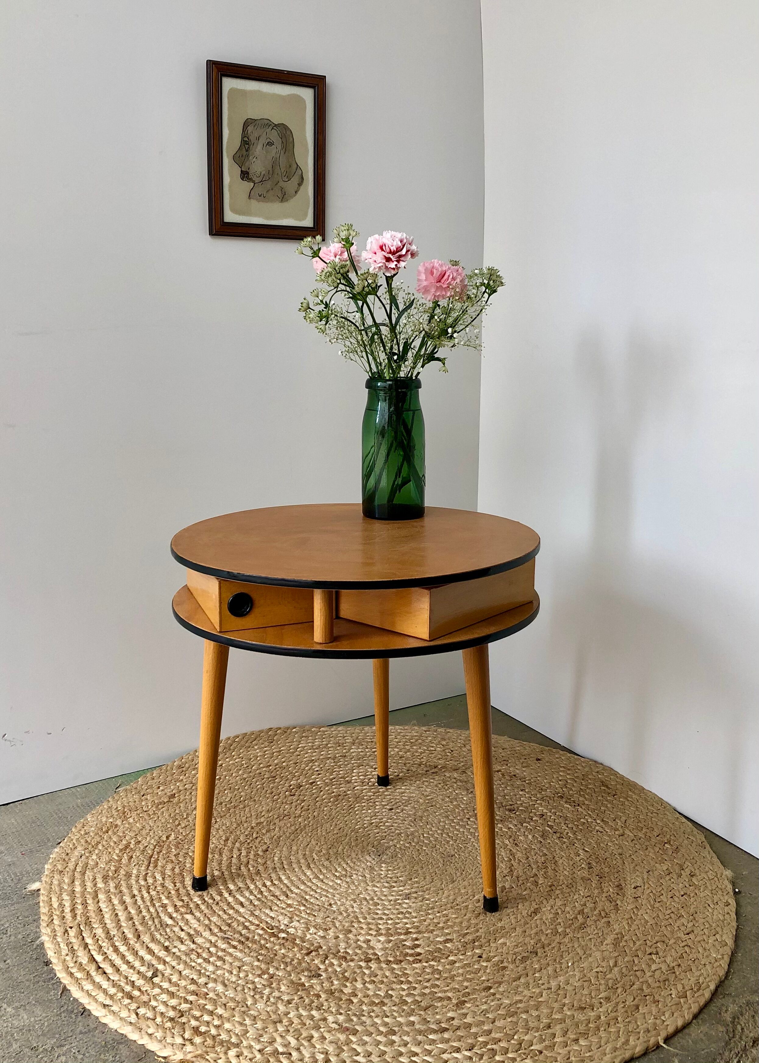 3-drawer tripod round coffee table