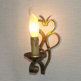 French Vintage Brass Hand Made Single Wall Light Scrolled Open Backplate