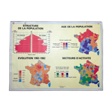 Vintage school map of France, mid-year 1984