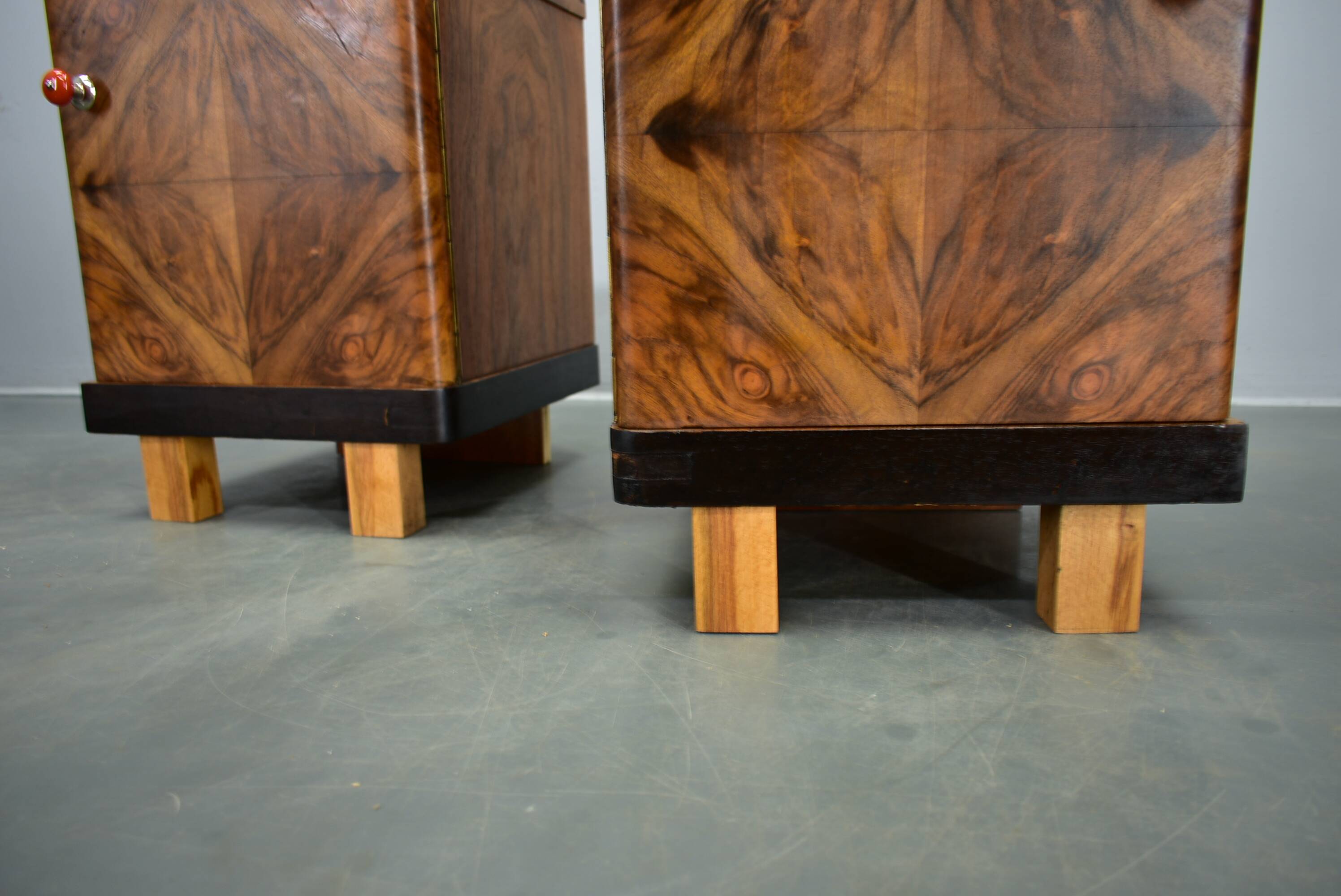 1938s pair of Art Deco bedside tables, Czechoslovakia