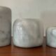 Vintage marble candlestick trio from the 1970s.