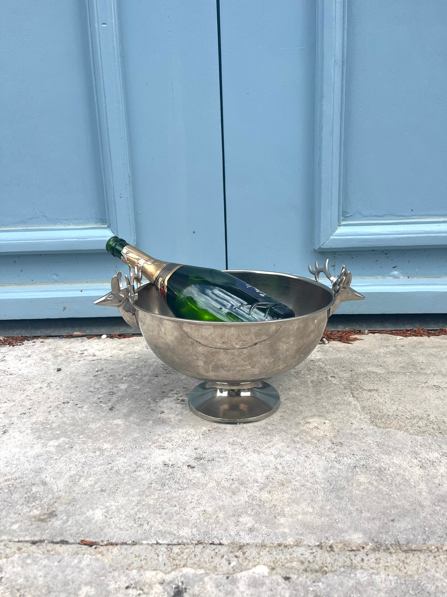 French stag handle champagne bucket wine cooler pedestal bowl