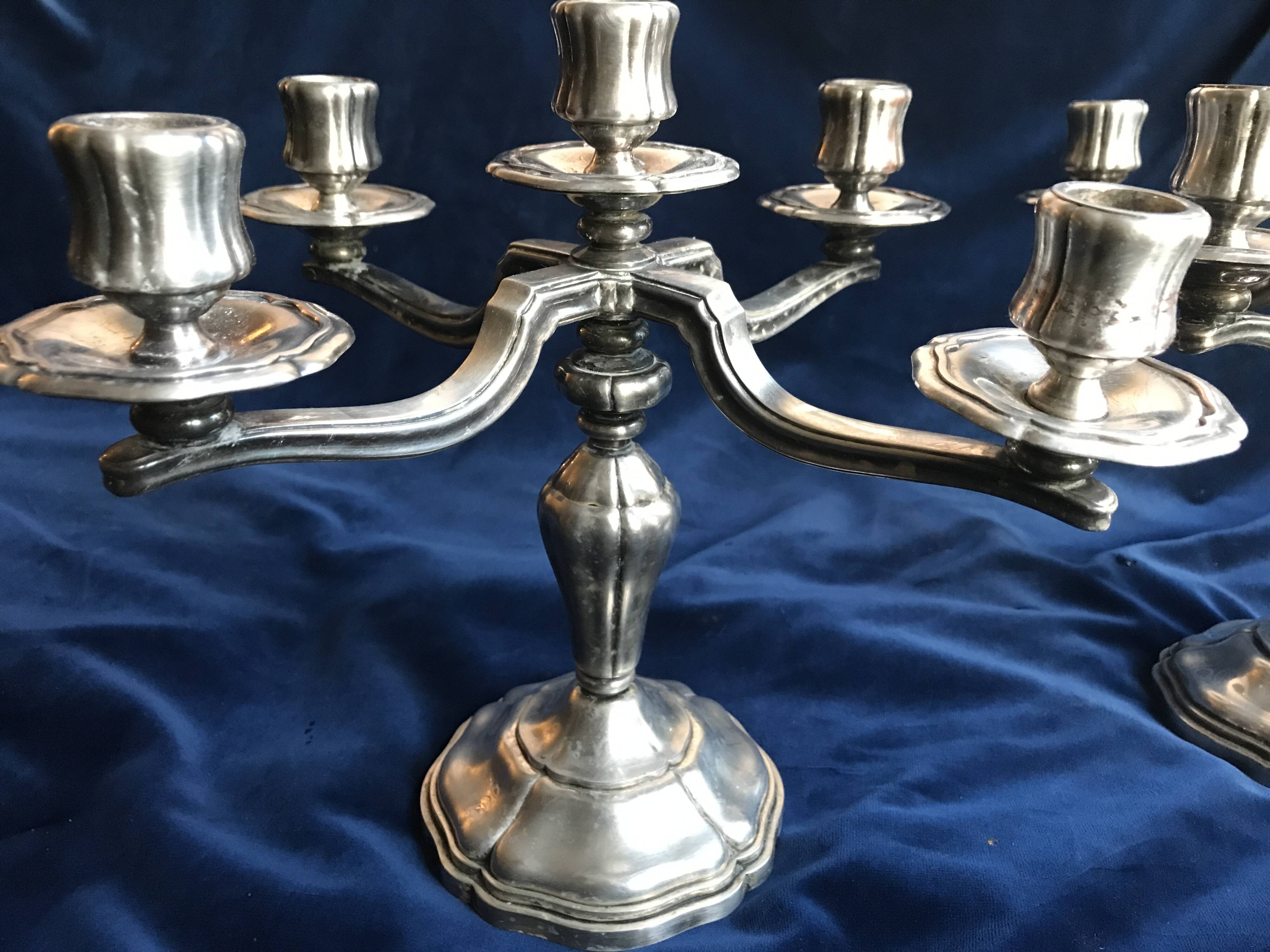 Pair of Saint Médard 5-light candlesticks