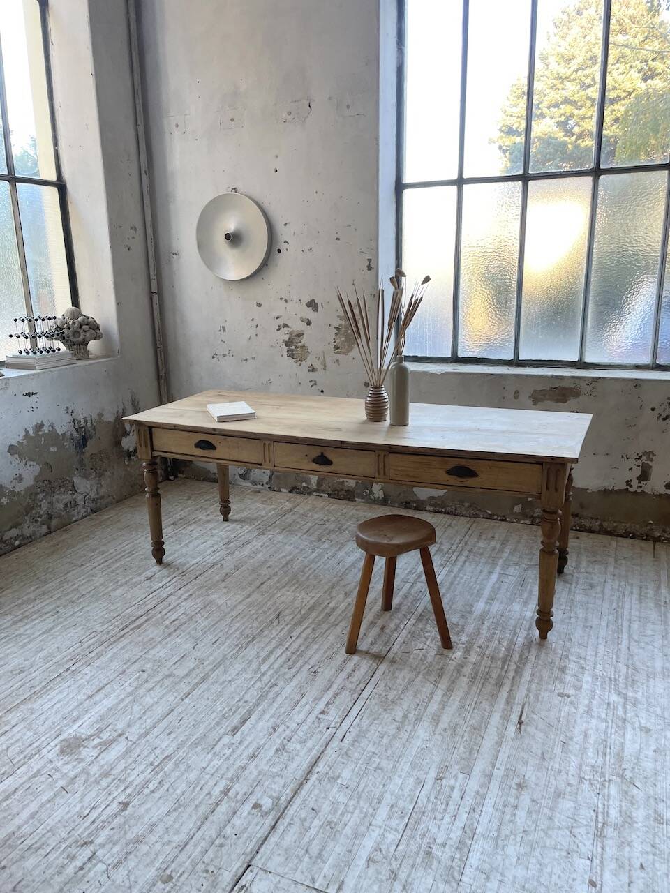 2m walnut drapery farmhouse table