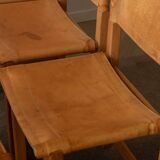 Vintage Kotka Dining Chairs Tomas Jelinek IKEA, Pine Leather 1980s Set of 6