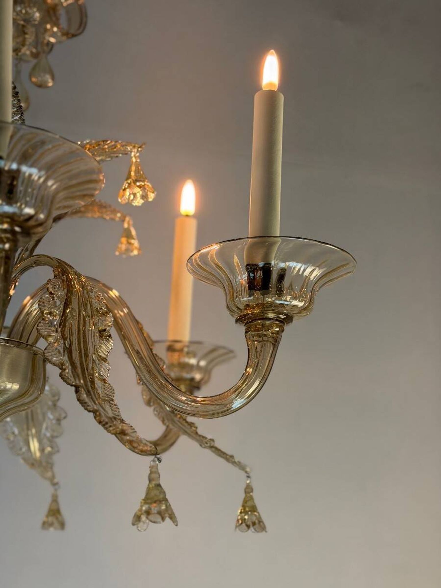 Lustre vénitien en verre de Murano mordoré, vers 1920