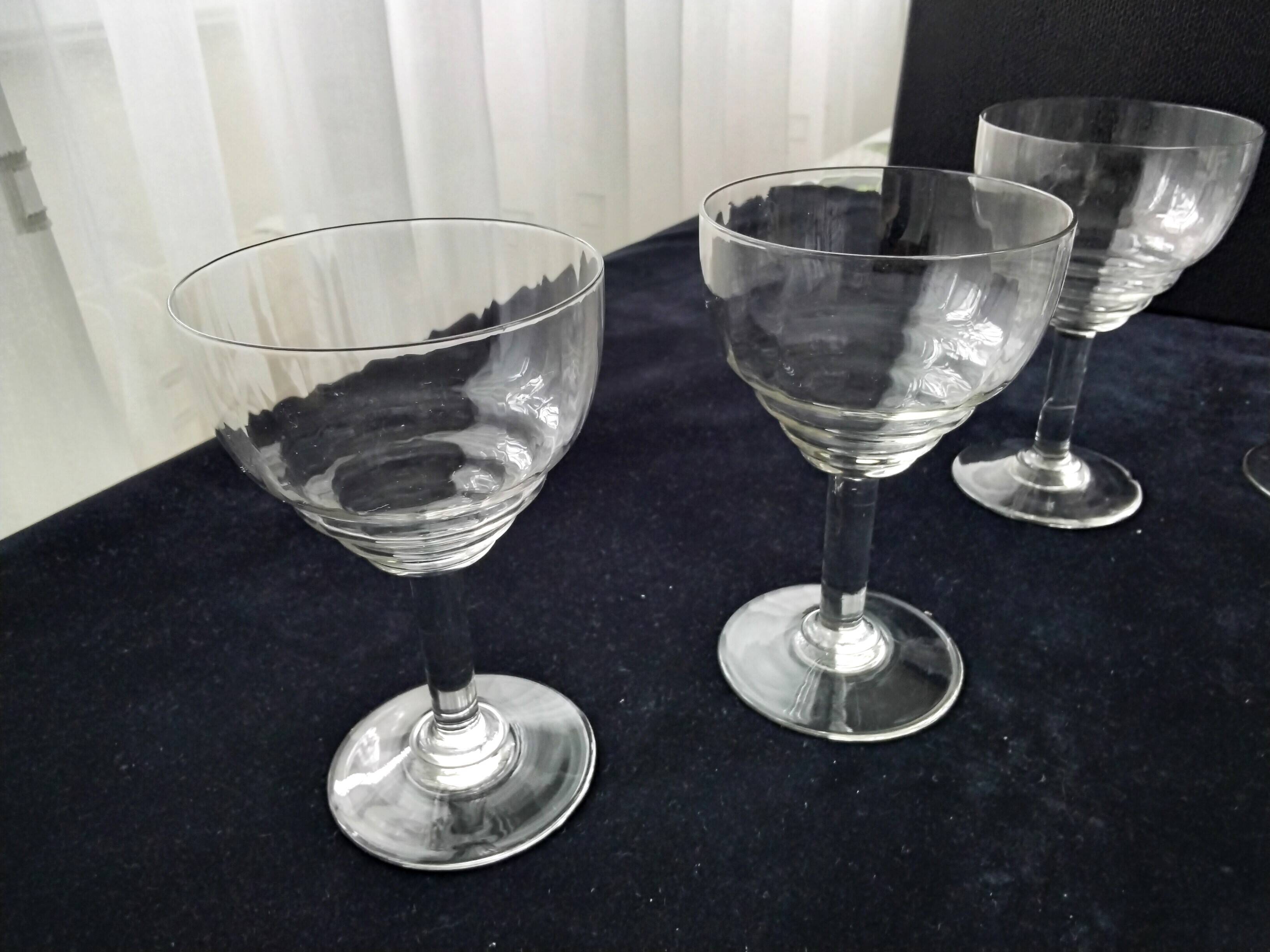 6 old wine glasses