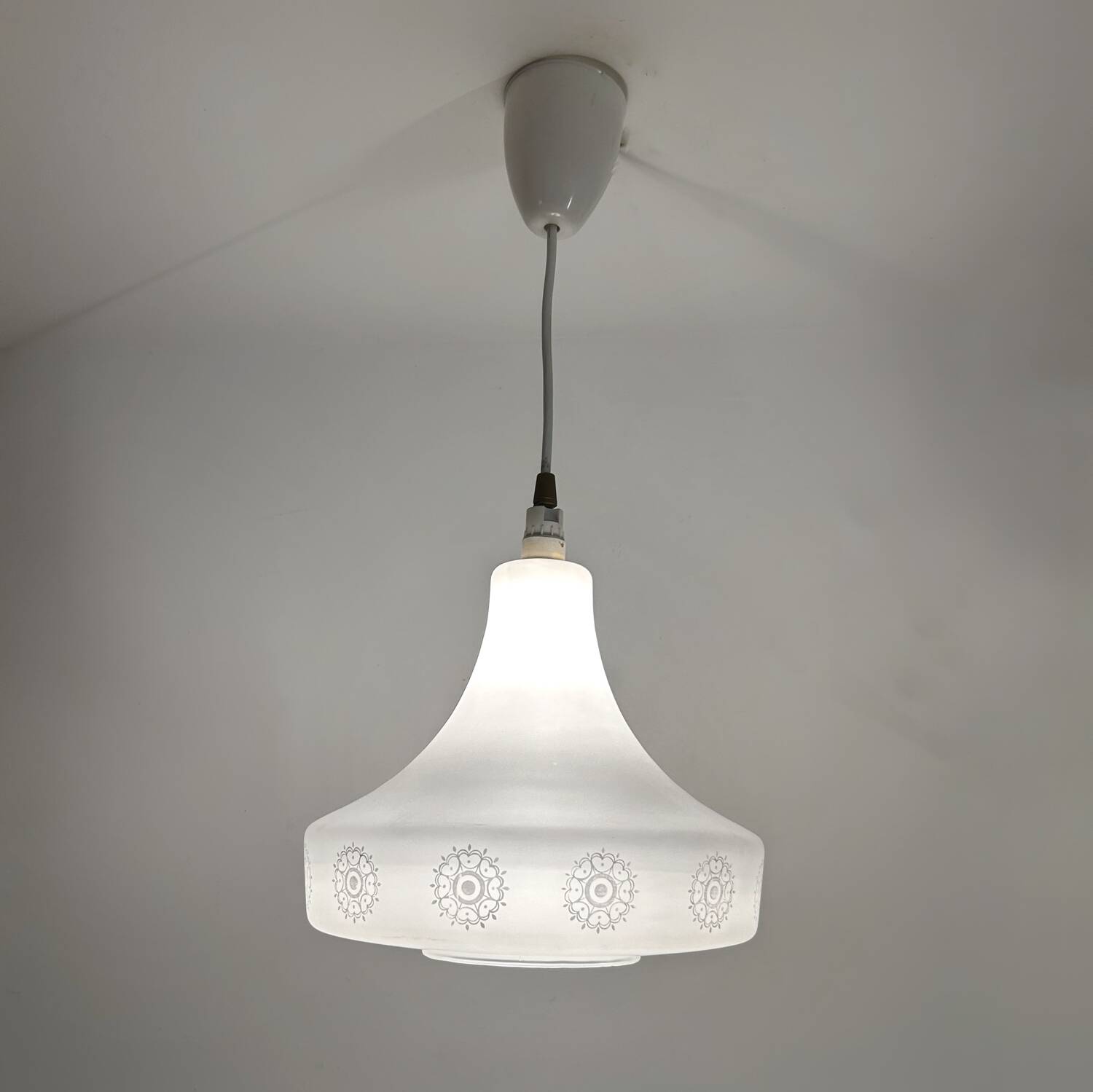 Scandinavian opaline chandelier from the 60s
