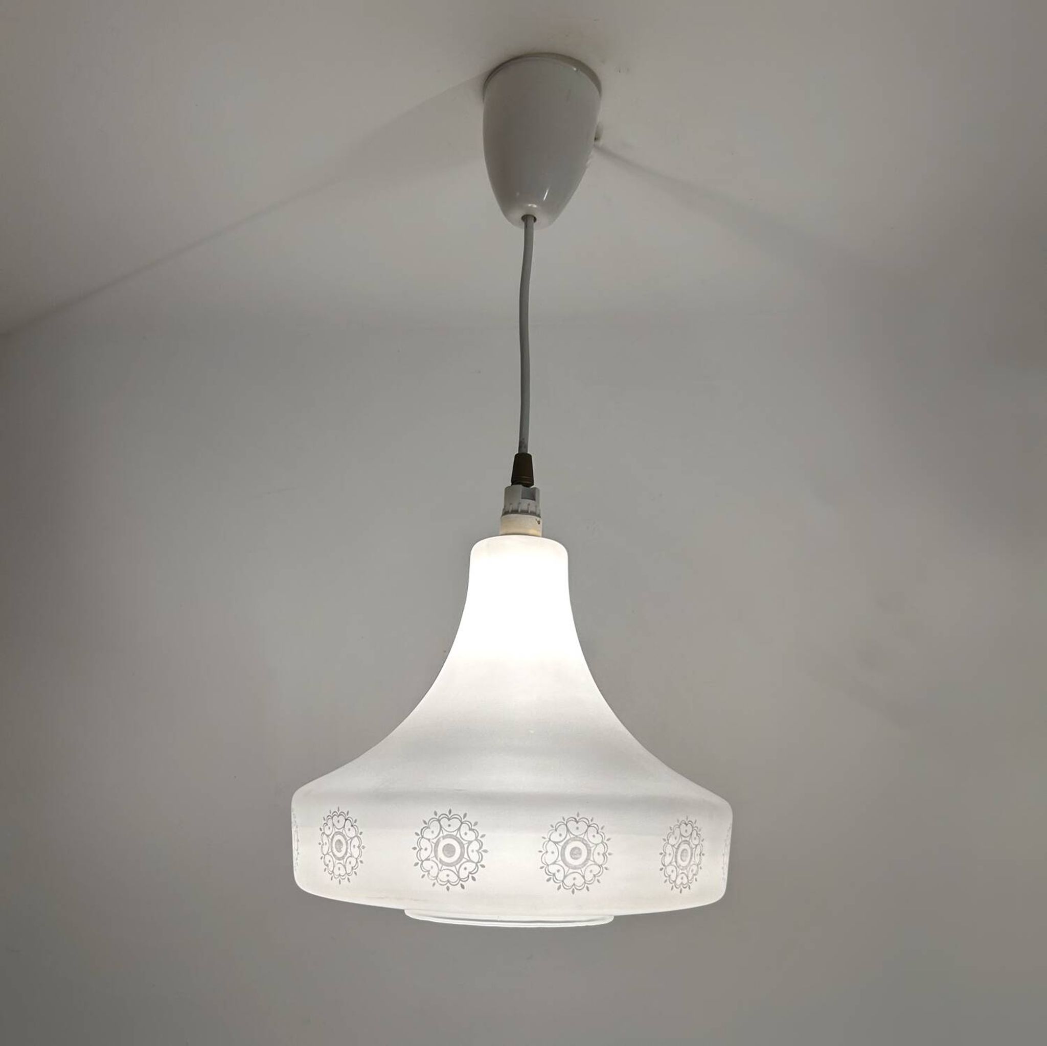 Scandinavian opaline chandelier from the 60s
