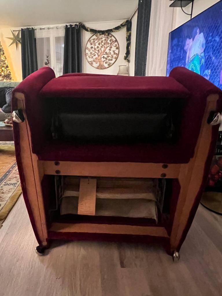 Vintage Parker Knoll red velvet recliner chair circa 1970