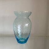 Light blue glass swirly vase