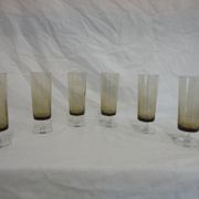 Lot of 6 vintage smoked glass champagne flutes