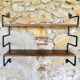 Vintage metal and wood wall shelf, Scandinavian circa 60