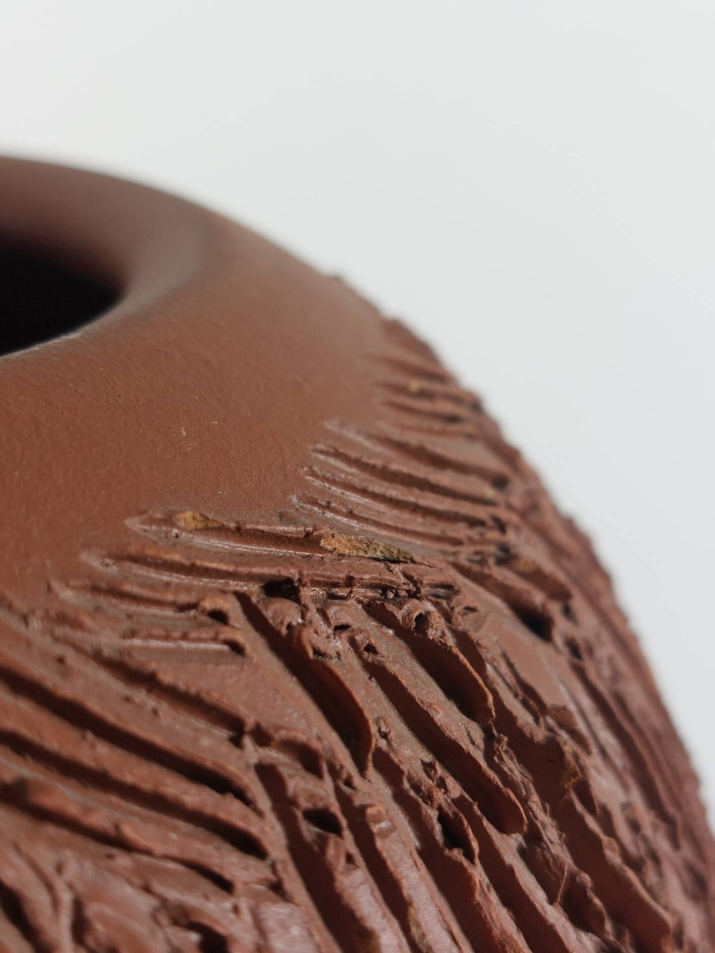 Vintage mid-century brutalist sgraffito ceramic vase
