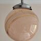 suspension glass globe pink and gold on a metal aluminium stem and structure