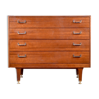 Midcentury walnut and brass chest of drawers by G-Plan