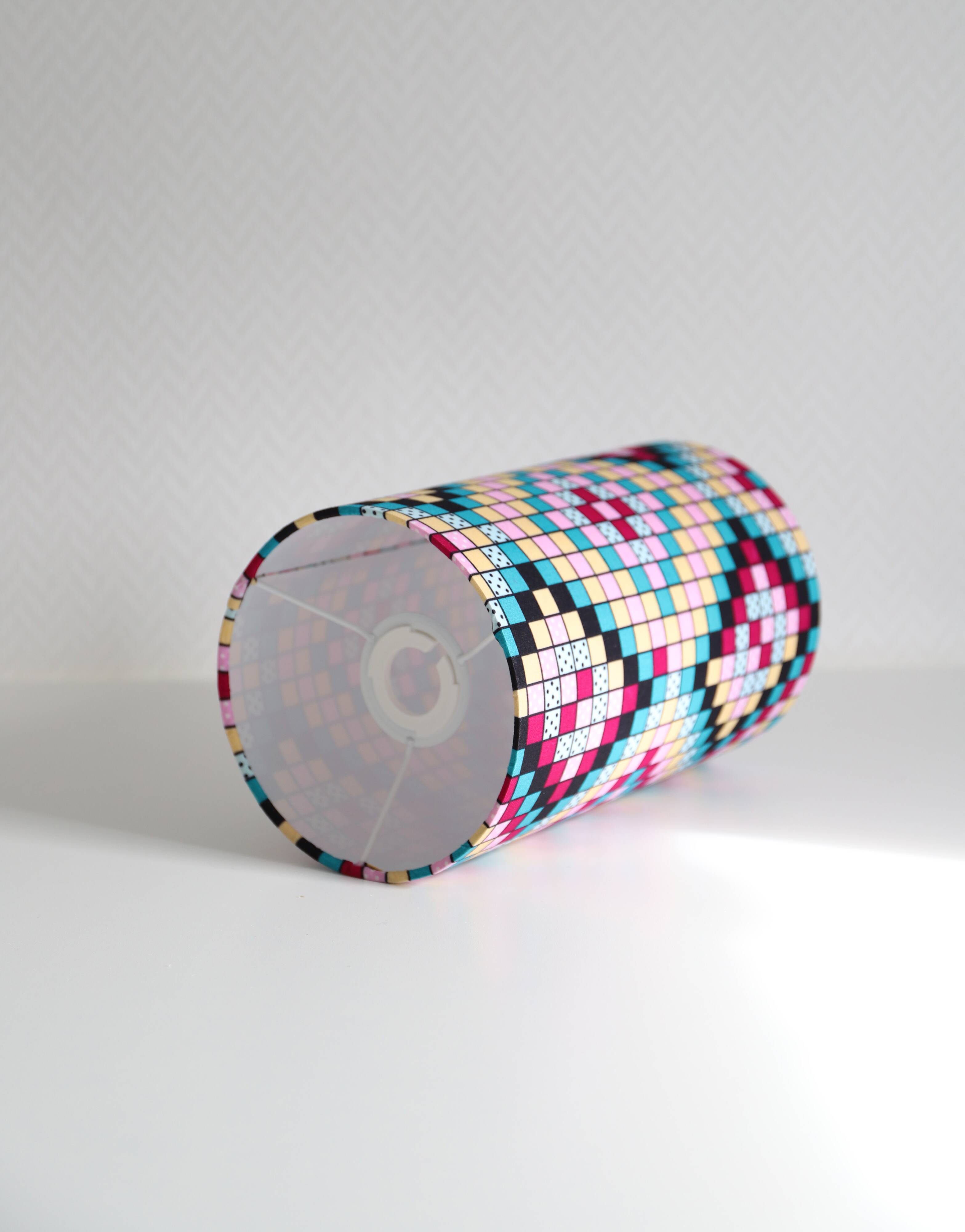 Vintage 70s bedside lamps, printed lampshades