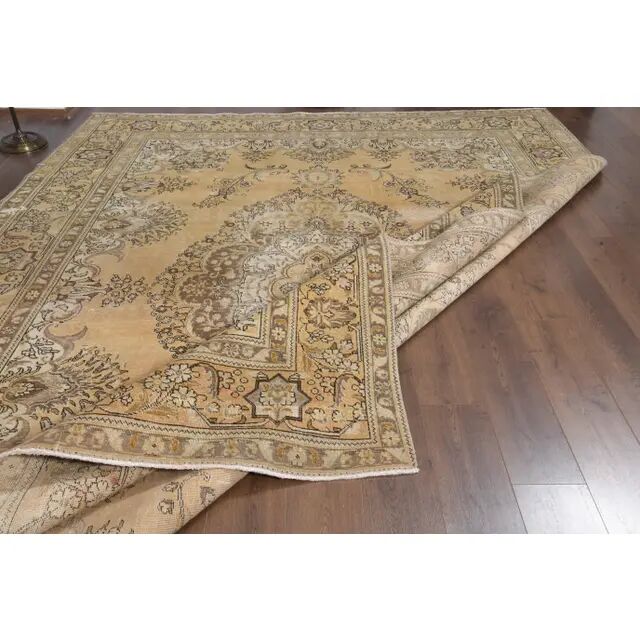 1960s Persian Handmade Wool Cotton Orange Oversized Area Rug 289x387