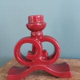 Art Deco ceramic candlestick, burgundy