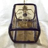 Lantern 1 light bamboo and smoked glasses