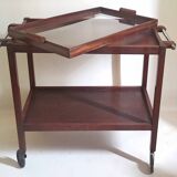 Rolling trolley with removable tray Mahogany 1930s