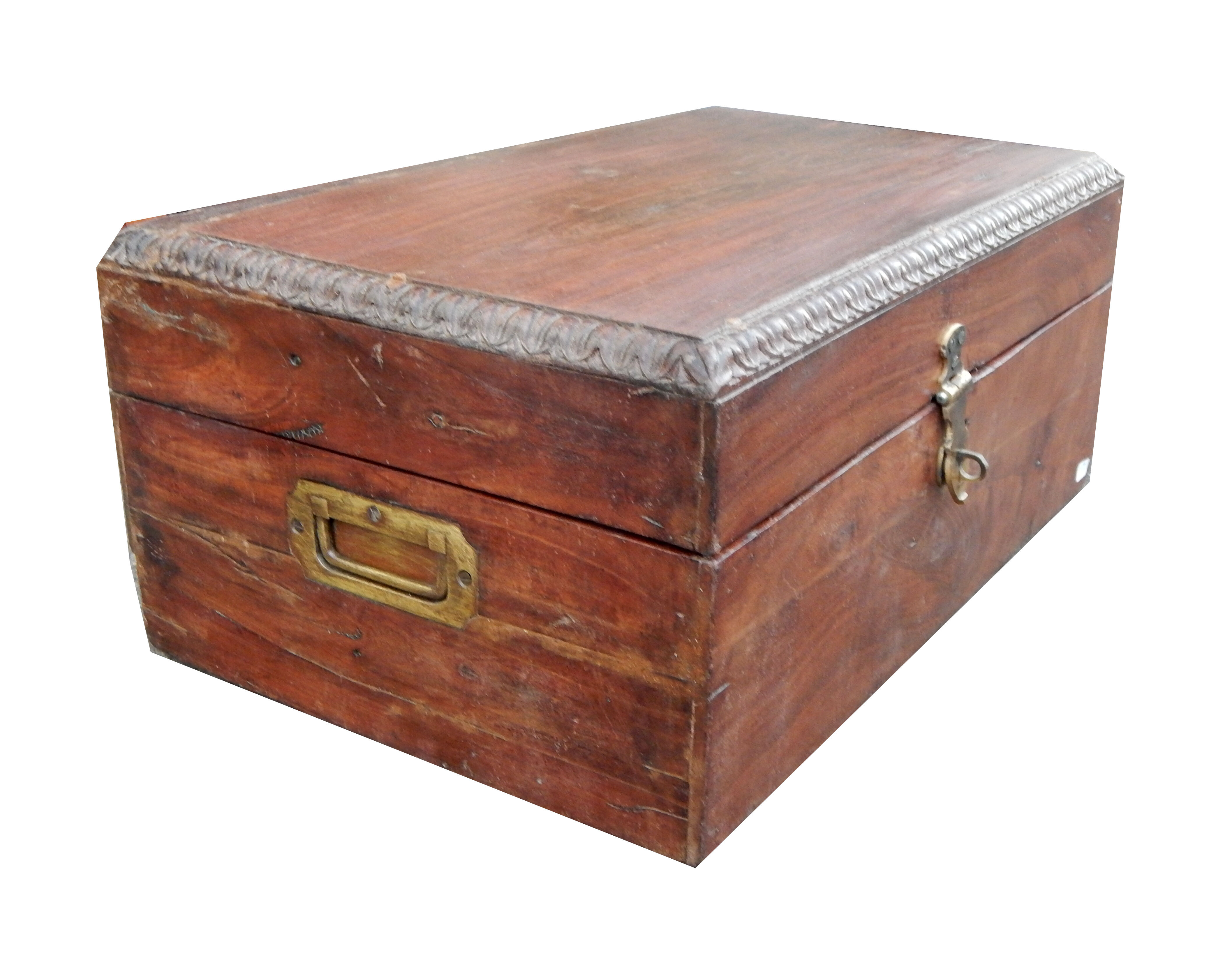 Ancient chest sculpte brass handles india