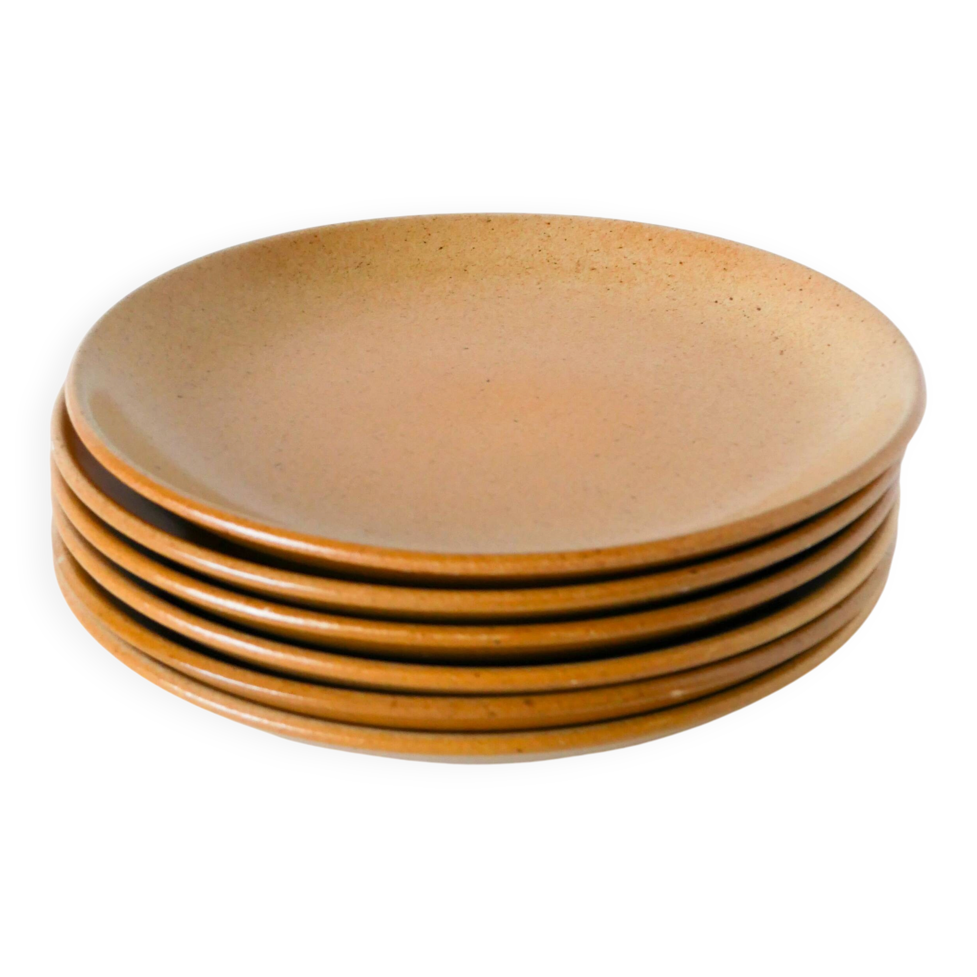Set of 6 large stoneware plates, 1970 - 24.5 cm