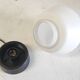 Ceiling light by PHILIPS in white glass and black ABS frame - 70's
