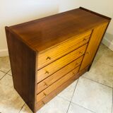 Vintage dresser, five drawers, one door, 60/70