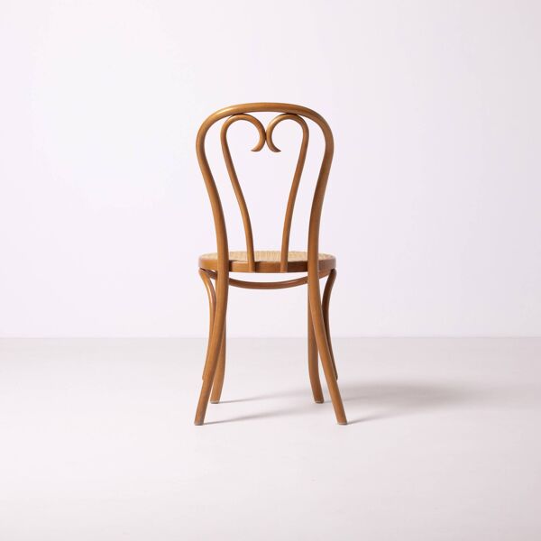 Chaise cœur Thonet / Radomsko, ensemble de 4, en osier tissé à la main, Pologne, vers 198.
