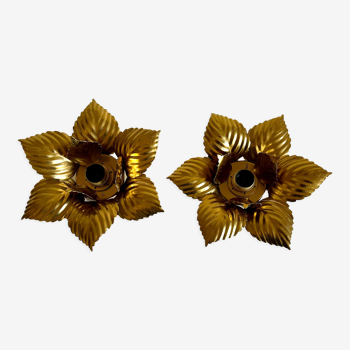 Pair of golden flower sconces