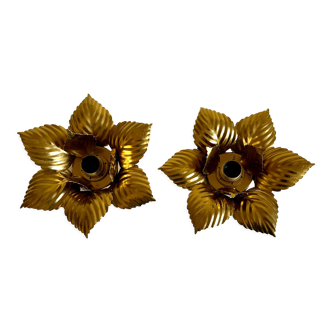 Pair of golden flower sconces