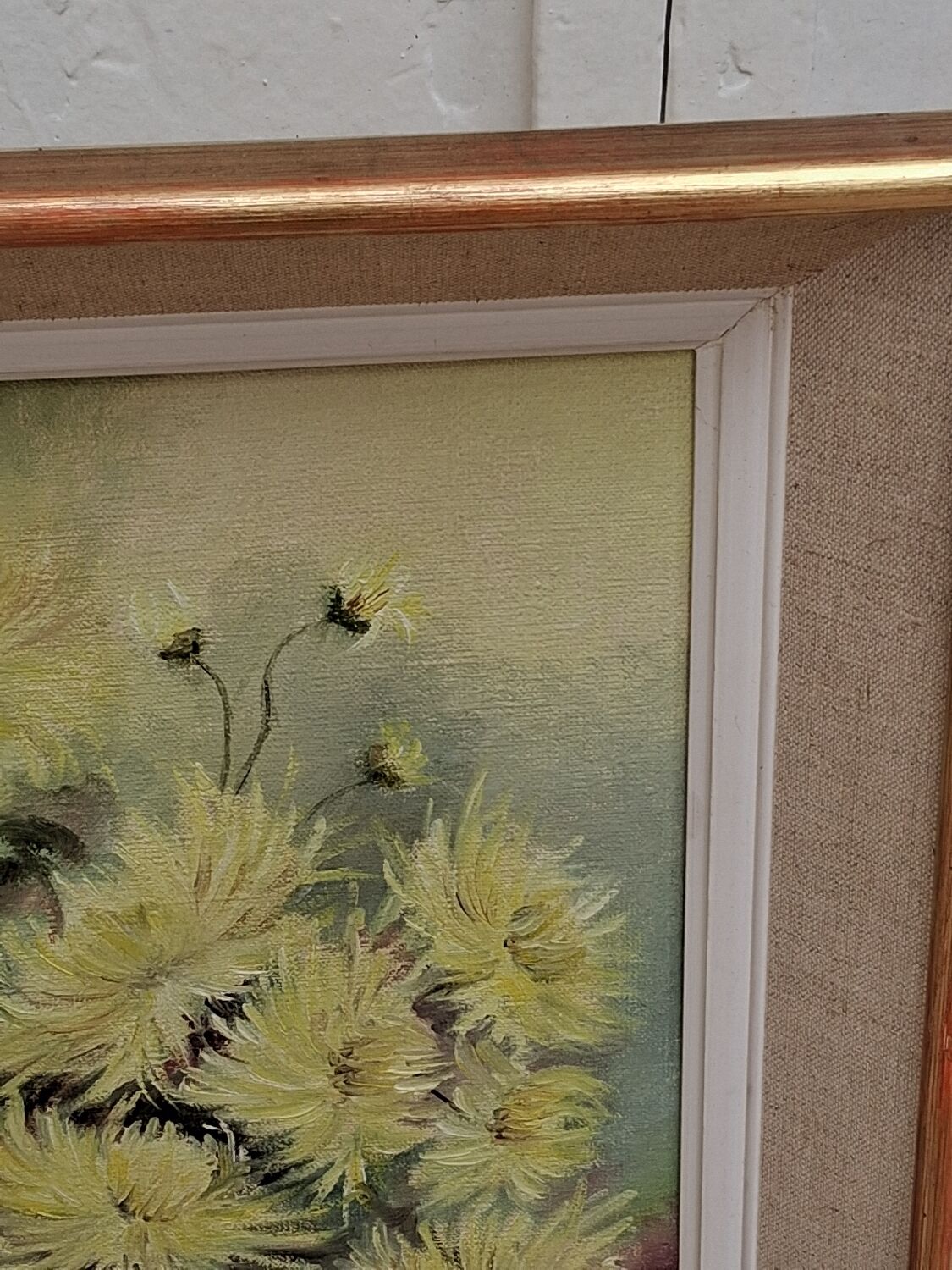 Table of yellow chrysanthemums