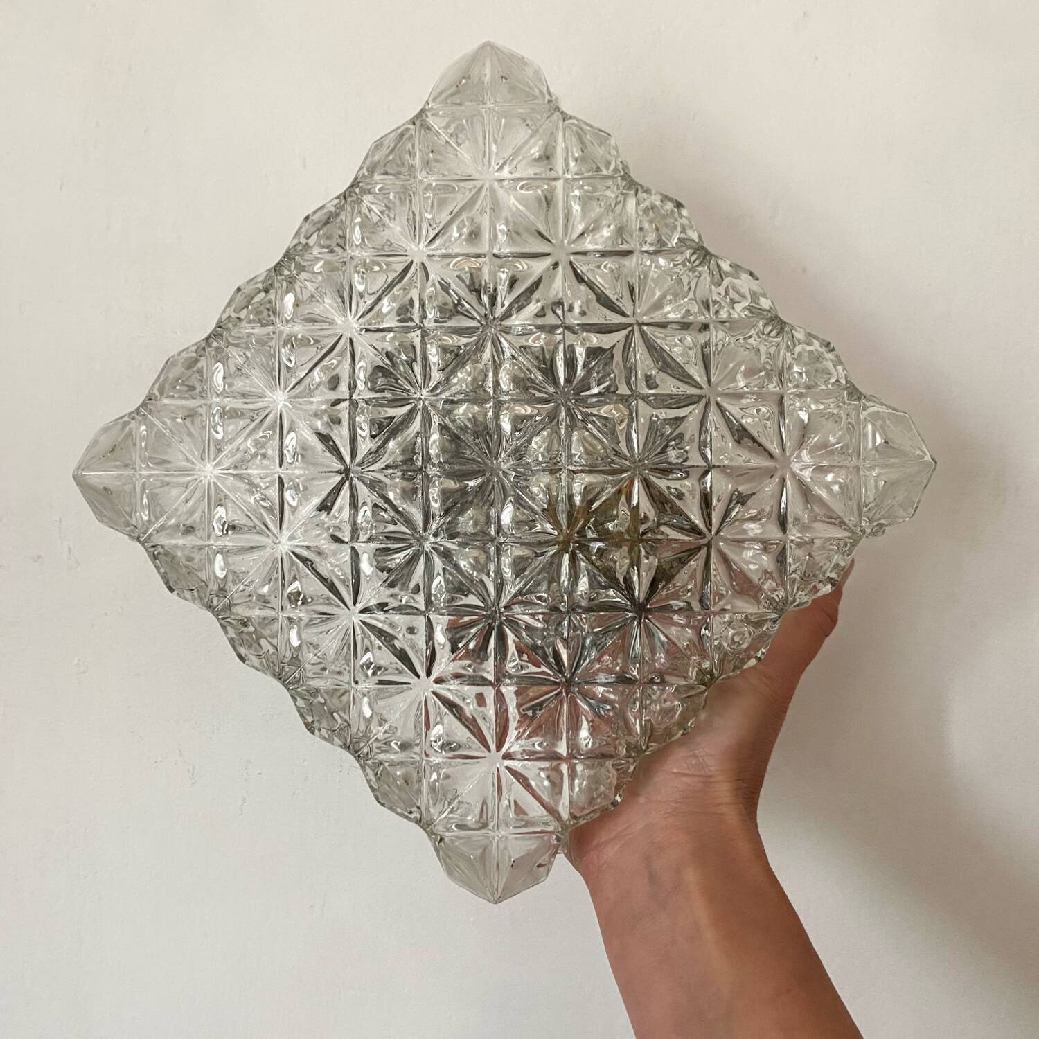 Vintage square molded glass ceiling light
