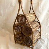 Rattan and wicker bottle holder
