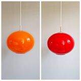 Large Space Age pendant light in red opaline, 1960s-70s