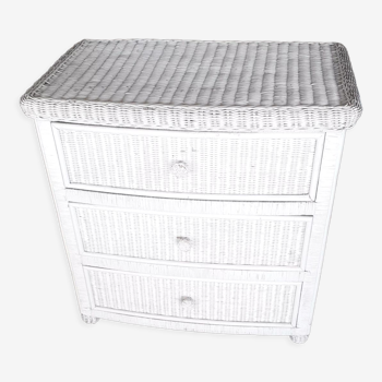 White rattan chest of drawers