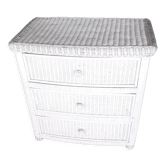 commode en rotin blanche