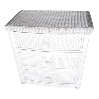 White rattan chest of drawers